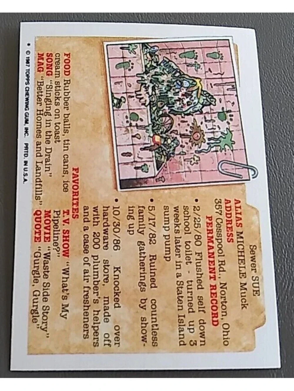 1987 TOPPS GARBAGE PAIL KIDS 274B JAY PRAY